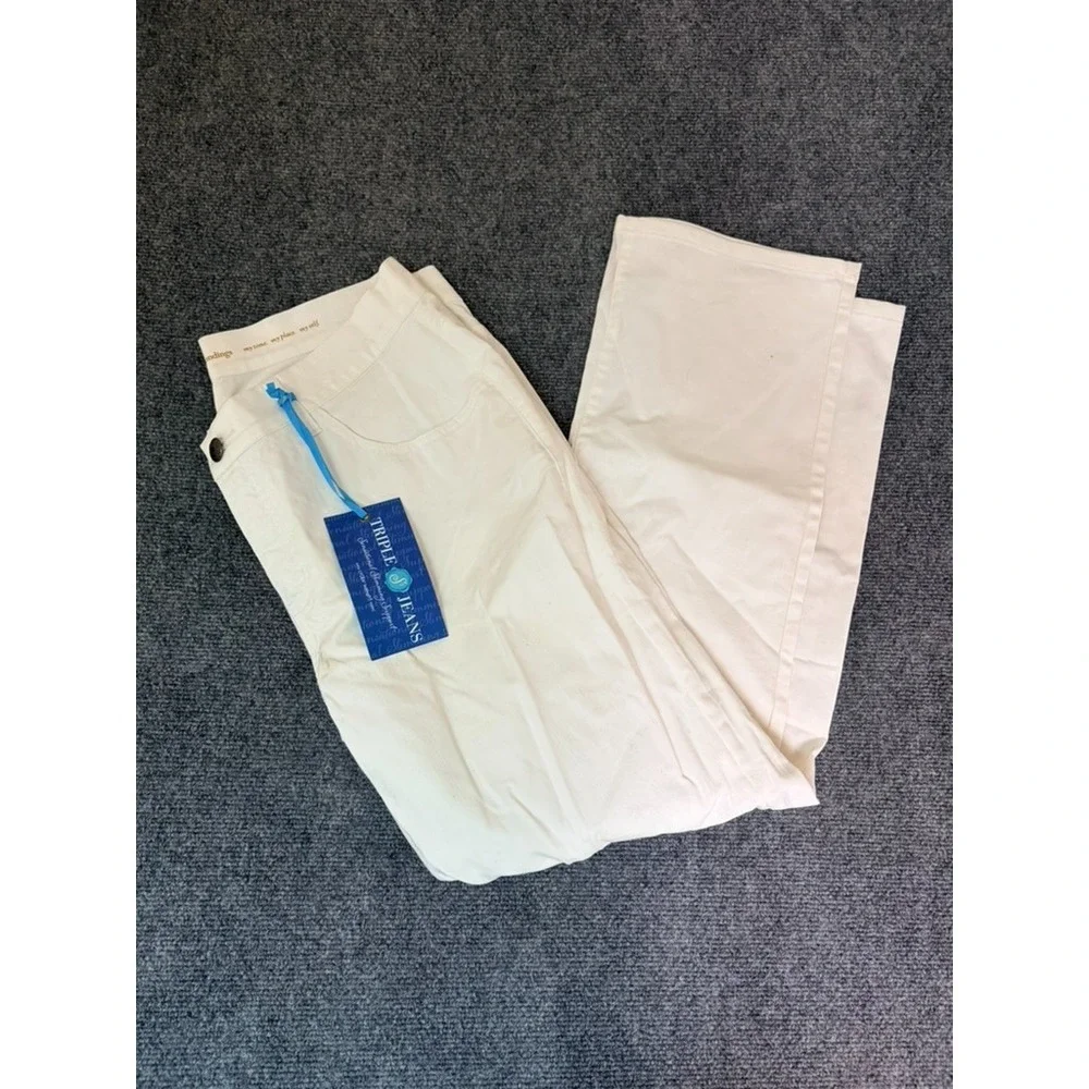 NWT Soft Surroundings Petite Straight Leg Stretch Jeans 34851 Off White Size 16P